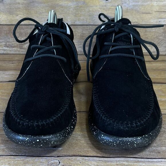 WORLD BOOTS Sz 7 Mens Moccasins 100% Leather Suede Hemera Skirt Style True Black - Picture 16 of 16